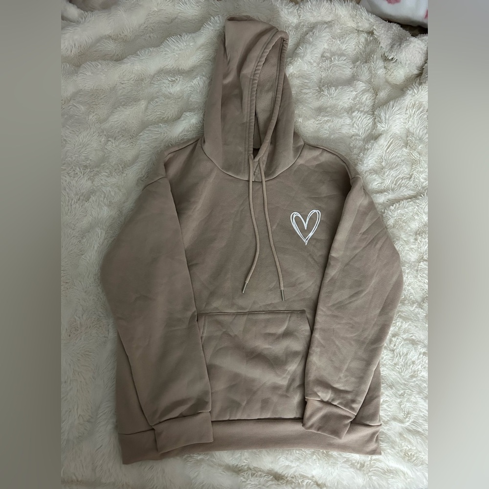 Tan Hoodie with Heart